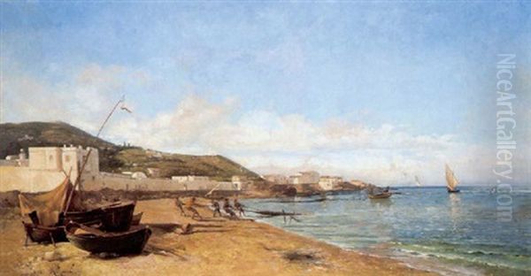 Am Strand Von Mattares, Algier, Mit Blick Auf Notre-dame D'afrique - view 1