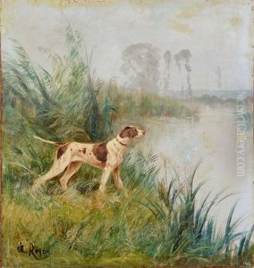 Chien Au Bord D'un Etang