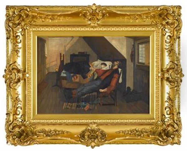 Cottage Interior With Sleeping Figures - view 1