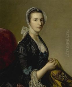 Portrait Of Mrs. Jubb, Half Length, Embroidering A Tapestry