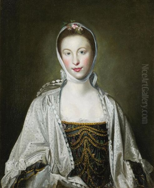 Portrait Of Lady Elizabeth Hastings, Half-length, In A Blue And Gold Embroidered Dress With A White Wrap - view 1
