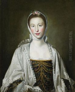 Portrait Of Lady Elizabeth Hastings, Half-length, In A Blue And Gold Embroidered Dress With A White Wrap