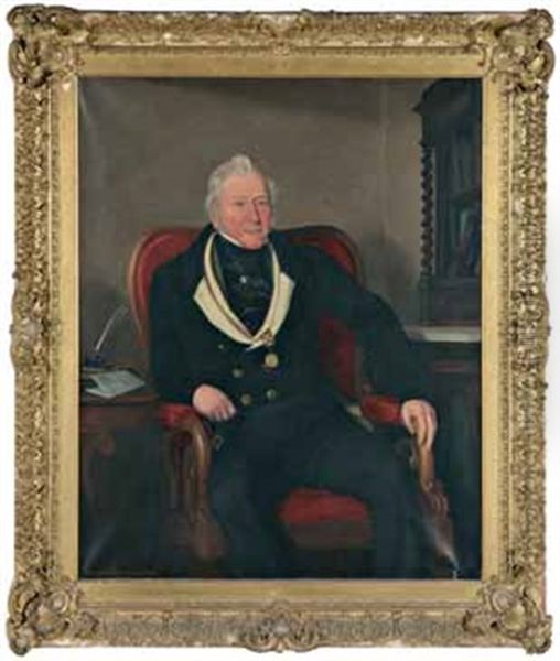 Portrait De John Bridgman (?) Assis Dans Un Fauteuil Tenant A La Main Un Document - view 1