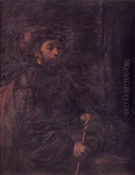 A Seated Man With A Stick - view 1