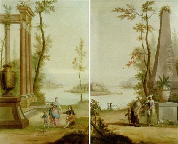 A Fortune Teller And Other Figures In A River Landscape - view 1