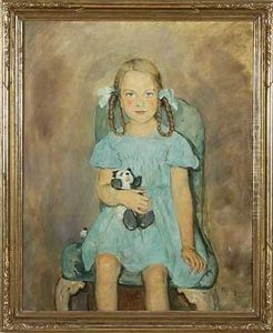 Madchenportrait Mit Pluschpanda by Fritz Rhein
