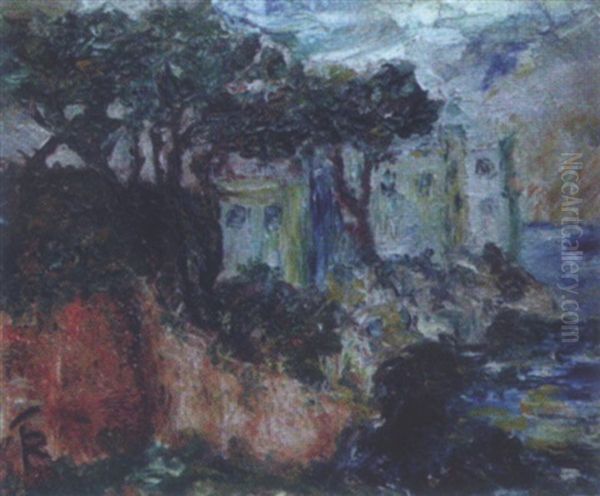 Sudlandische Landschaft Mit Einer Villa Am Meer - view 1