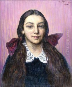 Portrait D'une Jeune Femme Aux Cheveux Enrubannes