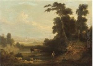 A View Of Kirkstall Abbey by Joseph Rhodes