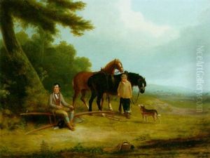 Robert Burns Seated On A Plough, With A Boy And Two Carthorses
