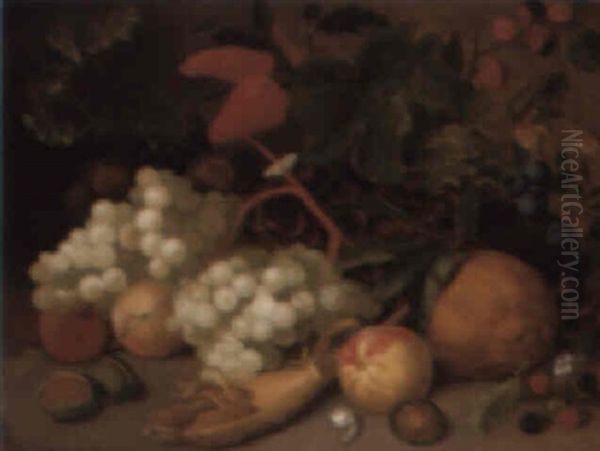 Still Life With Fruit, A Snail, Caterpillar And Butterfly - view 1