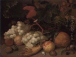 Still Life With Fruit, A Snail, Caterpillar And Butterfly