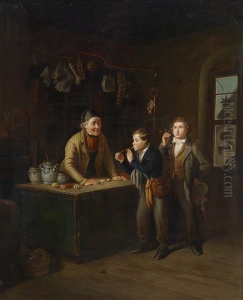 Die Erste Zigarre (painted By W. Geisler) - view 1