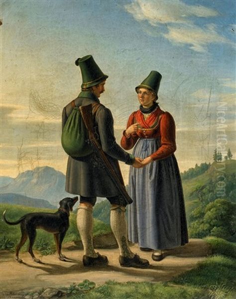 Jager Und Sennerin In Den Bergen - view 1