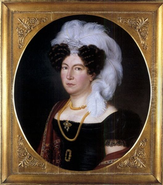 Portrait Einer Dame Mit Straussenfedern - view 1