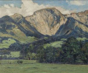 A Mountainous Landscape by Agustin Riancho Y Mora