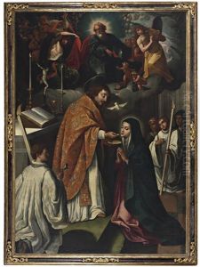 San Juan Evangelista Dando La Comunion A La Virgen by Francisco Ribalta