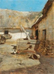Chickens In A Farmhouse Courtyard