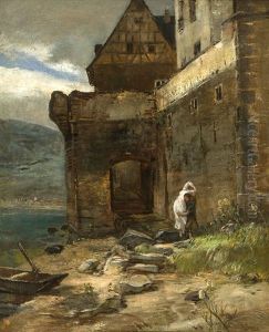 Ausgang An Der Wasserseite Von Schloss Gondorf An Der Mosel Mit Frauenraub