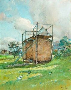 Heuschober In Sommerlandschaft Heuschober In Sommerlandschaft