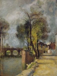 Franzosiches Stadtchen Mit Einer Brucke Uber Den Fluss