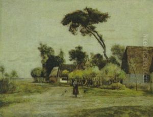 Mutter Mit Kind Im Arm Auf Einer Dorfstrase by Rudolf Ribarz