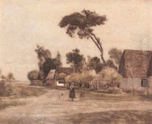 Dorfstrase (motiv Aus Nordfrankreich?) by Rudolf Ribarz