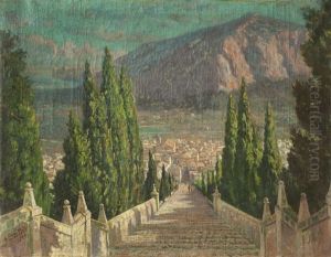 Escalinata Y Pueblo by Antonio (Antoni) Ribas Oliver