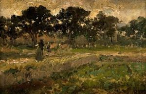 Paisaje Con Figuras by Antonio (Antoni) Ribas Oliver