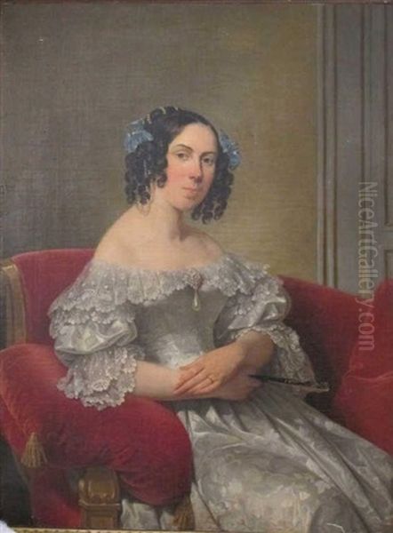 Portrait De Dame Dans Un Fauteuil Rouge - view 1