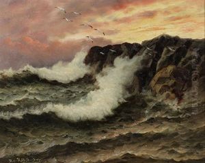 Crashing Waves At Sunset by Richard Dey de Ribcowsky
