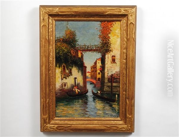 Venetian Canal With Gondolas - view 1