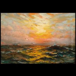 Sunset At Sea by Richard Dey de Ribcowsky
