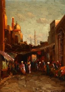 Persian Street Scene by Richard Dey de Ribcowsky