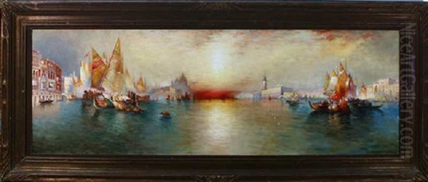 Panoramic Sunset Venice Canal Scene - view 1