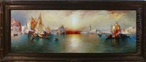 Panoramic Sunset Venice Canal Scene