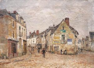 Rue De Village Animee by Jules Ribeaucourt