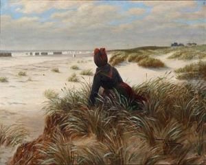 Fano Girl Looking At The Bathers On The Beach Fano Girl Looking At The Bathers On The Beach