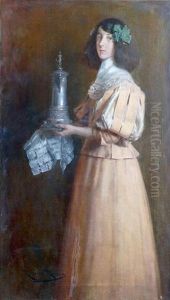 Jeune Femme Du Siecle D'or Tenant Une Aiguiere En Argent