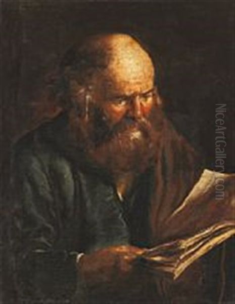 An Old Man Reading - view 1