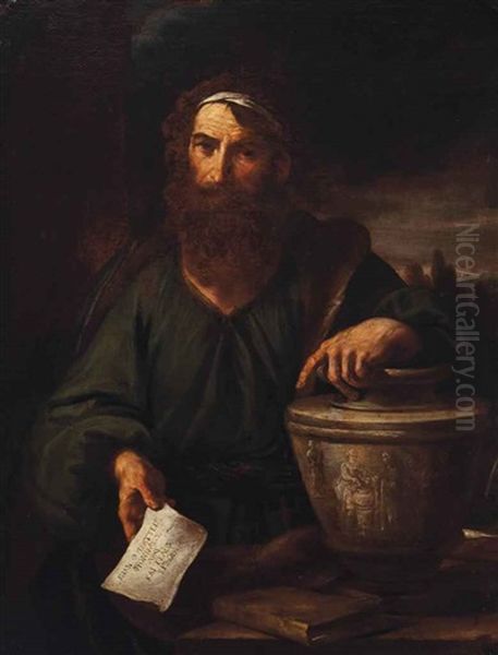 A Bearded Philospher With A Book And Urn - view 1
