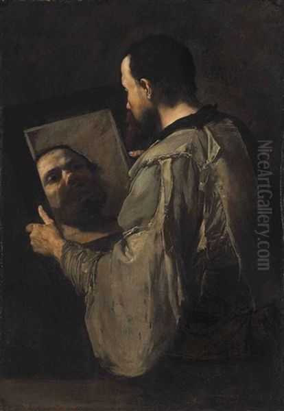 A Philosopher Holding A Mirror - view 1