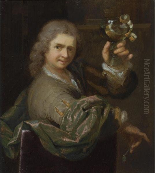 Portrait Of A Young Man Holding A Pipe And A Roemer With Ahalf-peeled Lemon - view 1
