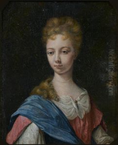 Portrait De Jeune Femme Devant Un Paysage by Arnold Boonen