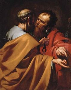 The Dispute At Antioch - Saints Peter And Paul by Jusepe de Ribera
