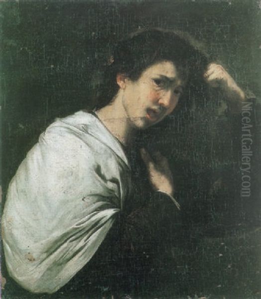 Young Woman Tearing Her Hair - view 1