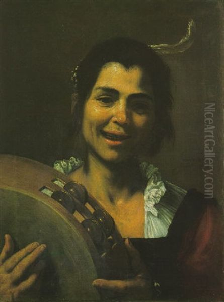 Girl With A Tambourine - view 1