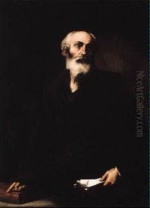 A Philosopher Pointing To A Book And Holding A Sheaf Of Letters by Jusepe de Ribera