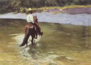 Mexican Horseman Crossing The Ford Mexican Horseman Crossing The Ford