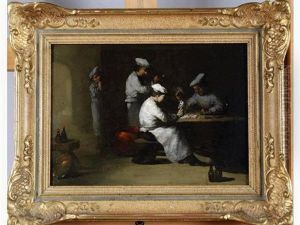 Les Marmitons En Train De Jouer Aux Cartes by Germain Theodure Clement Ribot